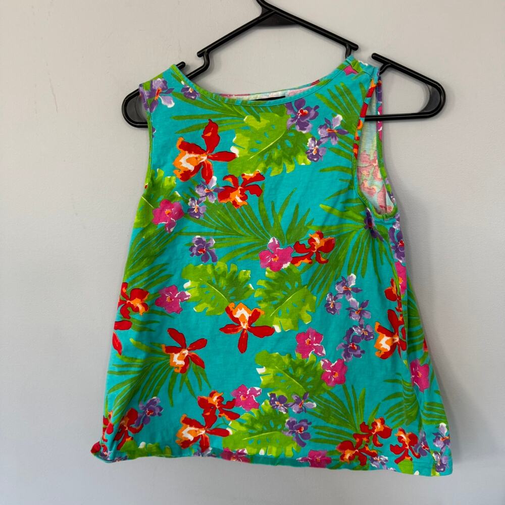 American Living Bright Tropical Floral Print Top Size Small Sleeveless Hawaiian